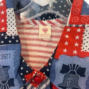 Vintage Americana House Dress- Patriotic Liberty Bell Apron Dress. Deadstock NWT